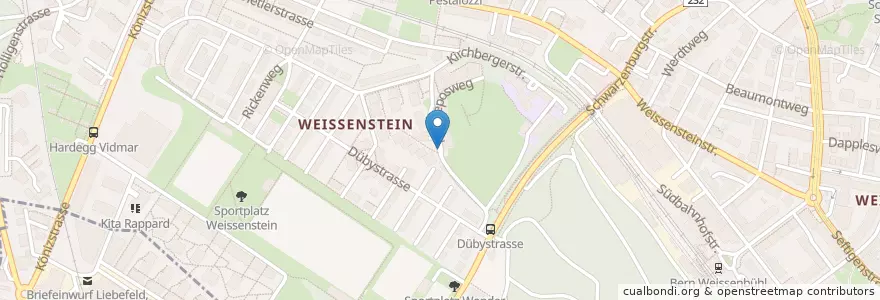 Mapa de ubicacion de Briefeinwurf Bern, Monreposweg en Suíça, Berna, Verwaltungsregion Bern-Mittelland, Verwaltungskreis Bern-Mittelland, Bern.