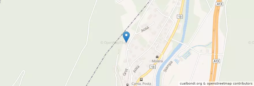 Mapa de ubicacion de Scuola dell'infanzia en Suiza, Grisones, Moësa, Cama.