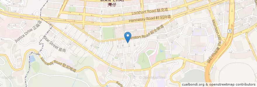 Mapa de ubicacion de 包點達人 Bao Dim Tat Yan en China, Provincia De Cantón, Hong Kong, Isla De Hong Kong, Nuevos Territorios, 灣仔區 Wan Chai District.