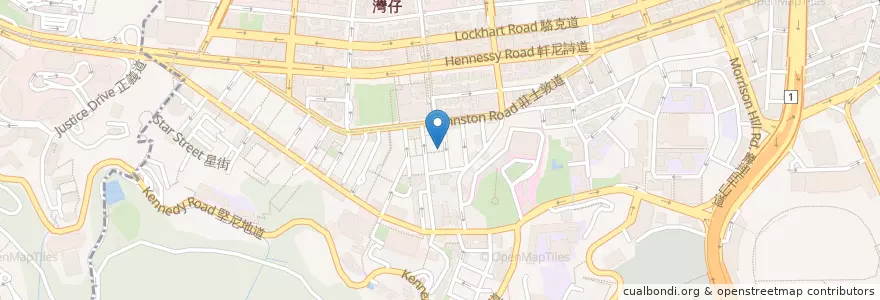 Mapa de ubicacion de 富康大藥房 Full Hong Pharmacy en 중국, 광둥성, 홍콩, 홍콩섬, 신제, 灣仔區 Wan Chai District.