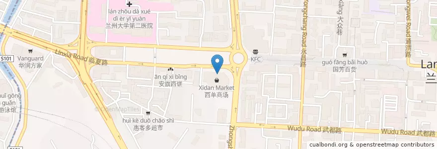 Mapa de ubicacion de 麦当劳 en China, Gansu, 兰州市 (Lanzhou), 城关区, 临夏路街道.