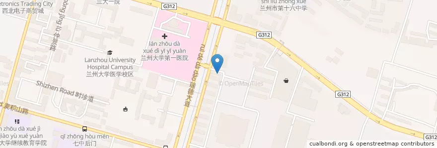 Mapa de ubicacion de 麦当劳 en الصين, قانسو, 兰州市 (Lanzhou), 城关区, 团结新村街道.