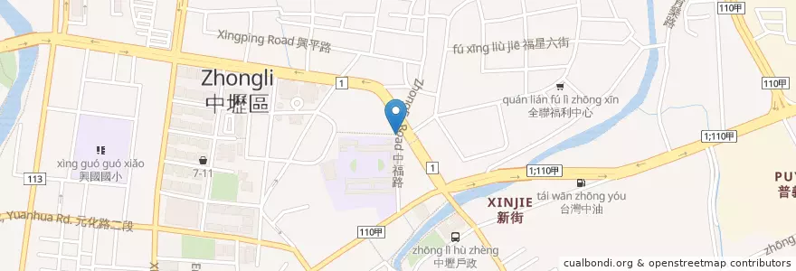 Mapa de ubicacion de 新街國小 en 臺灣, 桃園市, 中壢區.