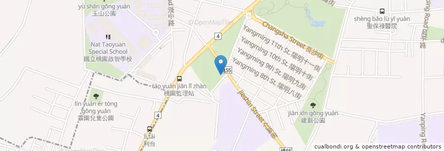 Mapa de ubicacion de Jieshou Park en Taiwan, Taoyuan, Taoyuan District.