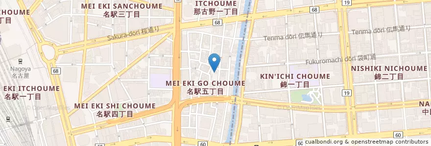 Mapa de ubicacion de 神明社 en Japón, Prefectura De Aichi, Nagoya, 中村区.