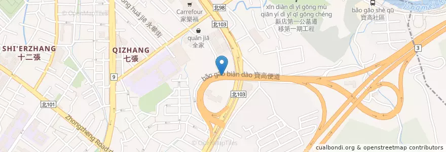 Mapa de ubicacion de 寶橋路78巷口 en تايوان, تايبيه الجديدة, 新店區.
