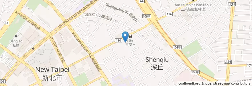 Mapa de ubicacion de 捷運板新站 en تايوان, تايبيه الجديدة, 板橋區.