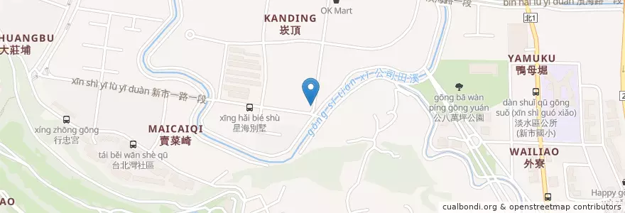 Mapa de ubicacion de 義山新市一路口 en Taiwán, Nuevo Taipéi, 淡水區.