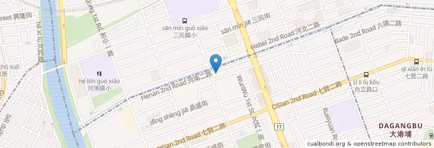 Mapa de ubicacion de 菜包李小吃部 en Taiwan, Kaohsiung, 三民區, 前金區.