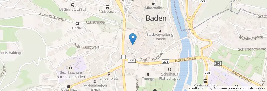 Mapa de ubicacion de Zäni en 스위스, Aargau, Bezirk Baden, Baden.