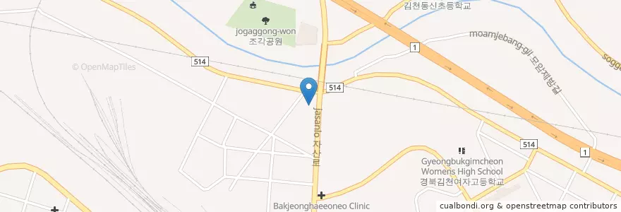 Mapa de ubicacion de Makdonals en 대한민국, 경상북도, 김천시.