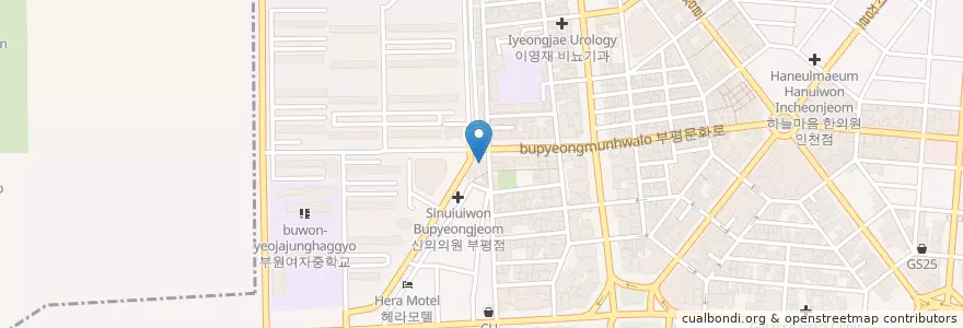 Mapa de ubicacion de 포스터디 en 대한민국, 인천, 부평구, 부평동.