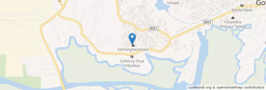 Mapa de ubicacion de Edirisingharamaya en 스리랑카, බස්නාහිර පළාත, කොළඹ දිස්ත්‍රික්කය.