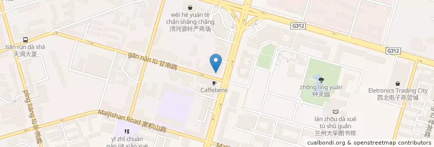 Mapa de ubicacion de 德克士 en 中国, 甘肃省, 兰州市, 城关区, 东岗西路.