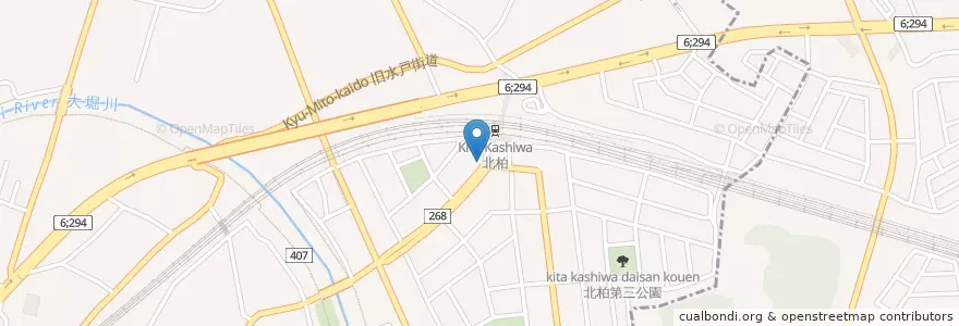 Mapa de ubicacion de 北柏駅前郵便局 en Japonya, 千葉県, 柏市.