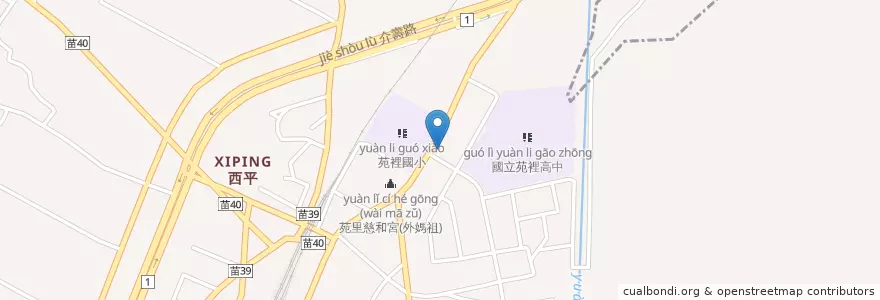 Mapa de ubicacion de 龍園餐廳 en Taiwán, Provincia De Taiwán, 苗栗縣, 苑裡鎮.