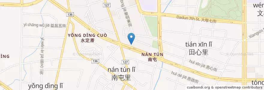 Mapa de ubicacion de 路易莎咖啡 en 台湾, 台中市, 南屯区.