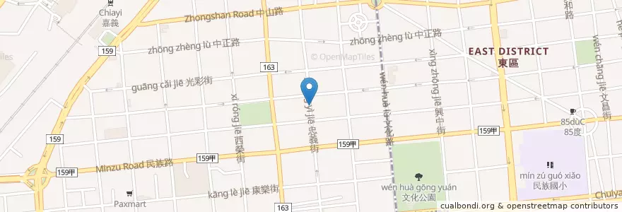 Mapa de ubicacion de 老牌西市魯熟肉 en Taiwán, Provincia De Taiwán, 嘉義市, Condado De Chiayi.
