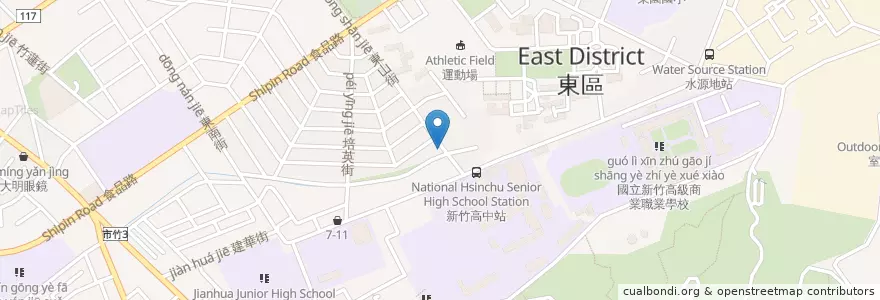 Mapa de ubicacion de 東山街湯包 en Tayvan, 臺灣省, Hsinchu, 東區.