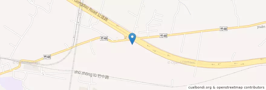 Mapa de ubicacion de 全國加油站 en Tayvan, 臺灣省, 新竹縣, 竹東鎮.