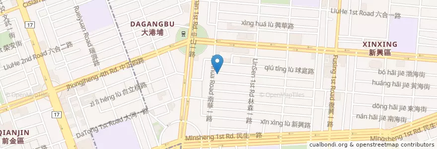 Mapa de ubicacion de 山西刀削麵 en Тайвань, Гаосюн, 新興區.