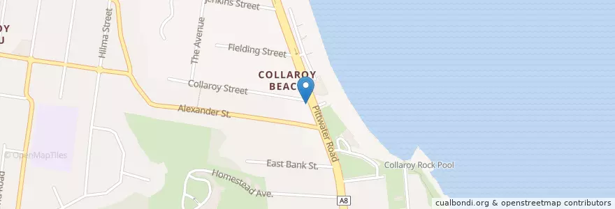 Mapa de ubicacion de PharmaSave Collaroy Beach en オーストラリア, ニューサウスウェールズ, Sydney, Northern Beaches Council.