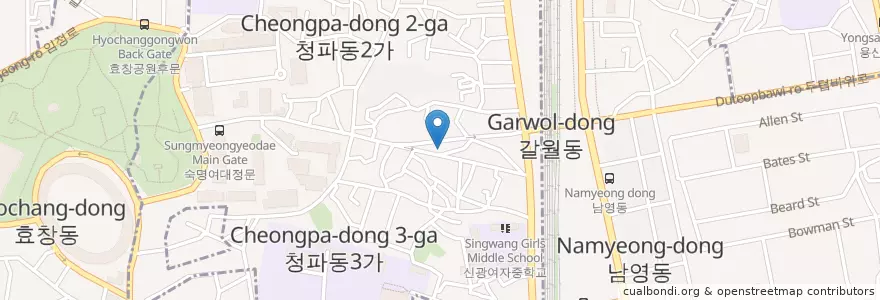 Mapa de ubicacion de Benares Indian Restaurant en Corea Del Sur, Seúl, 용산구, 청파동.