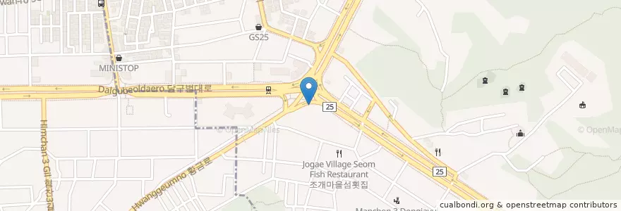 Mapa de ubicacion de 롯데리아 en Республика Корея, Тэгу, 수성구, 만촌동.