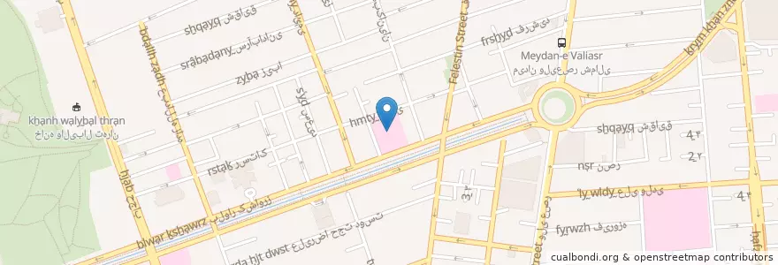 Mapa de ubicacion de sasan hospital en Iran, Téhéran, شهرستان تهران, Téhéran, بخش مرکزی شهرستان تهران.