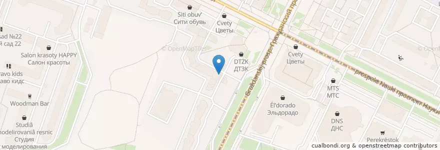 Mapa de ubicacion de Юнистрим Банк en Russland, Föderationskreis Nordwest, Oblast Leningrad, Sankt Petersburg, Калининский Район, Округ Академическое.