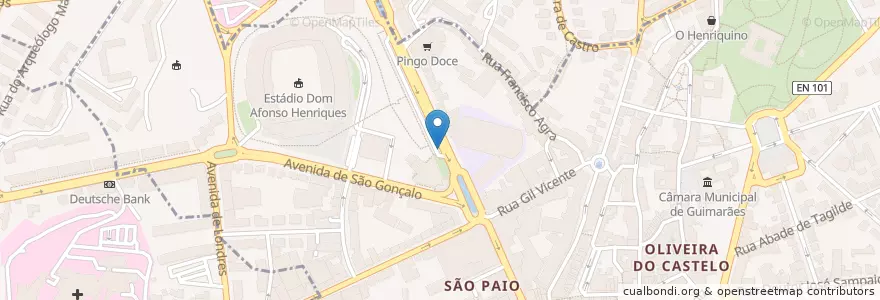 Mapa de ubicacion de MOBI.E - GMR-00014 (2x mennekes) en البرتغال, المنطقة الشمالية (البرتغال), براغا, Ave, Guimarães, Oliveira, São Paio E São Sebastião.