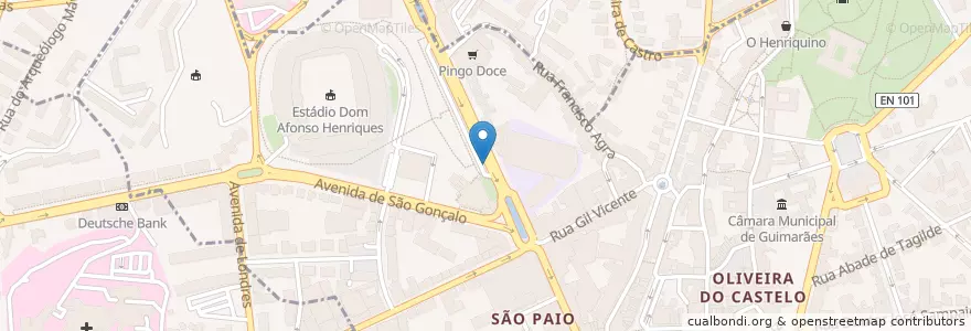 Mapa de ubicacion de MOBI.E - GMR-00016 - PCR Guimarães (CCS, Chademo, Mennekes) en Portogallo, Nord, Braga, Ave, Guimarães, Oliveira, São Paio E São Sebastião.