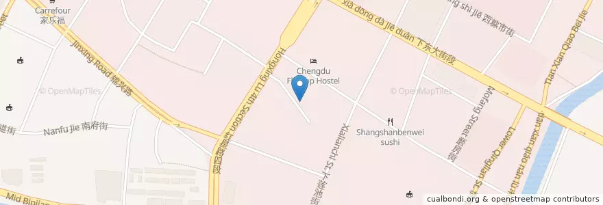 Mapa de ubicacion de 秋金小炒 en 中国, 四川省, 成都市, 锦江区, 合江亭街道.