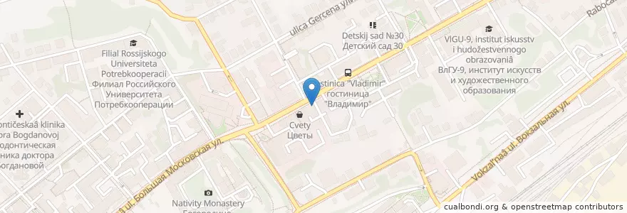 Mapa de ubicacion de Корица en Rússia, Distrito Federal Central, Владимирская Область, Городской Округ Владимир.