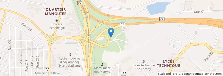 Mapa de ubicacion de Gare de Bingerville en コートジボワール, アビジャン, Cocody.