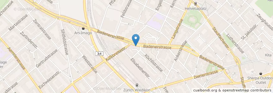Mapa de ubicacion de Di Lena en 瑞士, 蘇黎世, Bezirk Zürich, Zürich.