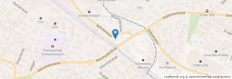 Mapa de ubicacion de TopPharm Bahnhof Apotheke Schwerzenbach en Suisse, Zurich, Bezirk Uster, Schwerzenbach.