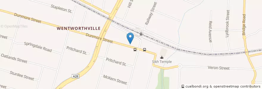 Mapa de ubicacion de Wentworthville Family Dental en Austrália, Nova Gales Do Sul, Sydney, Cumberland City Council.