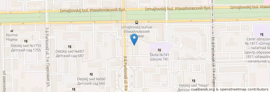 Mapa de ubicacion de Суши Wok en Россия, Центральный Федеральный Округ, Москва, Восточный Административный Округ, Район Измайлово.