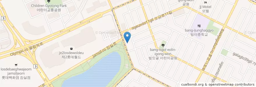 Mapa de ubicacion de Burger King en 大韓民国, ソウル, 松坡区, 방이2동.