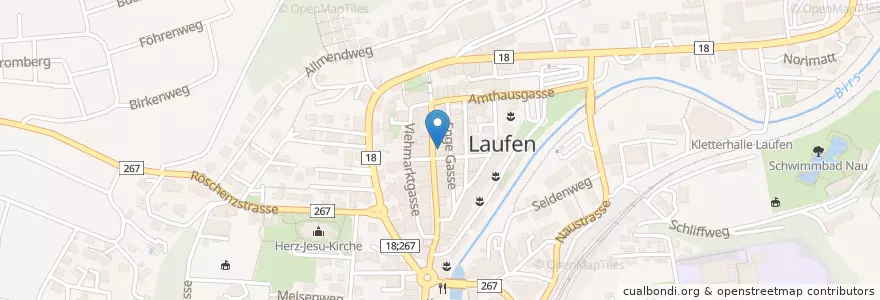 Mapa de ubicacion de Cafe Bar Dixie en 스위스, Basel-Landschaft, Bezirk Laufen, Laufen.