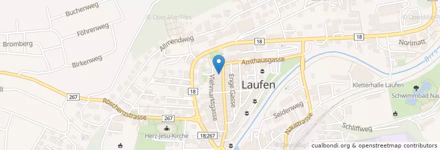 Mapa de ubicacion de UBS en Швейцария, Базель-Ланд, Лауфен, Laufen.