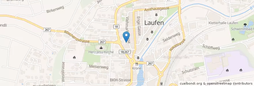 Mapa de ubicacion de La Luna en Switzerland, Basel-Landschaft, Bezirk Laufen, Laufen.