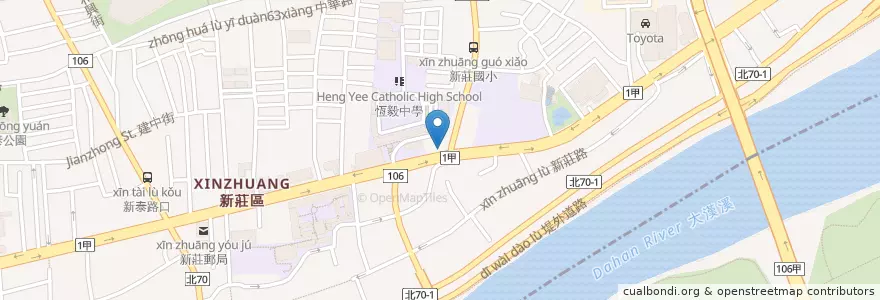 Mapa de ubicacion de 華南商業銀行 en Taiwan, Nuova Taipei, Distretto Di Xinzhuang.