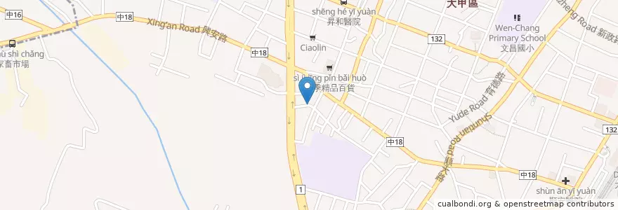 Mapa de ubicacion de 福安宮 en Tayvan, Taichung, 大甲區.