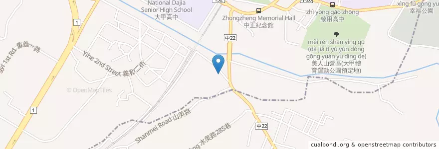 Mapa de ubicacion de 水美禪寺 en Taiwan, Taichung, Distretto Di Dajia.