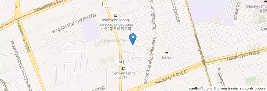 Mapa de ubicacion de haemong en Güney Kore, Seul, 강남구, 논현동, 논현2동.