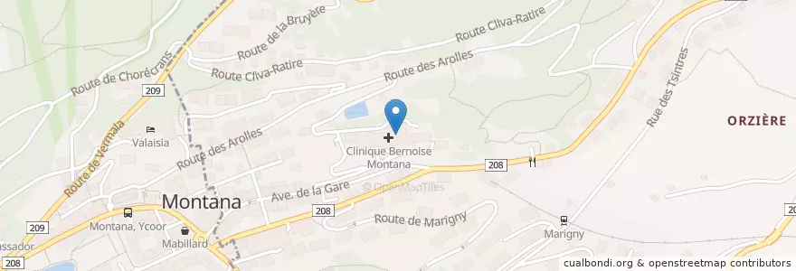 Mapa de ubicacion de Clinique Bernoise / Berner klinik Montana en Switzerland, Valais/Wallis, Sierre, Crans-Montana.