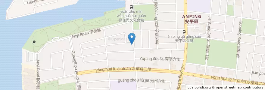 Mapa de ubicacion de 丹丹漢堡 en 타이완, 타이난 시, 안핑 구.