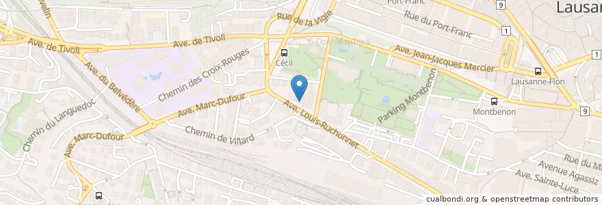 Mapa de ubicacion de Enzo location en Schweiz/Suisse/Svizzera/Svizra, Vaud, District De Lausanne, Lausanne.